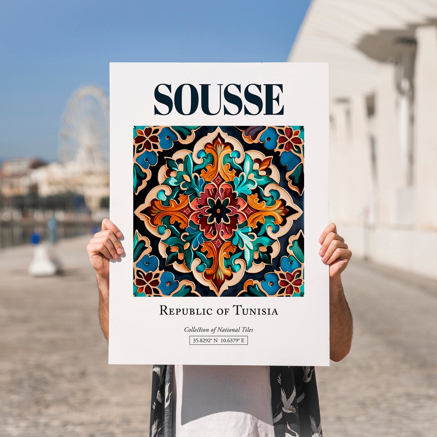 Sousse, Tunisia – Travel Wall Decor, no-text version framed in wood