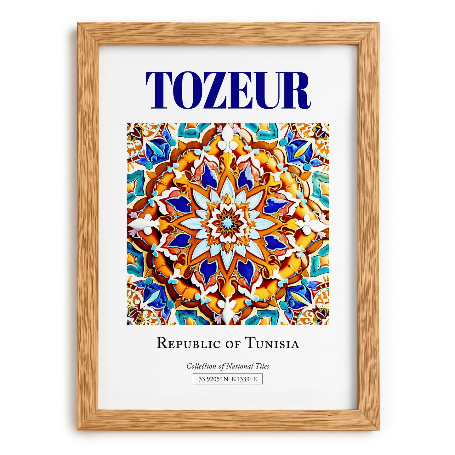 Tozeur, Tunisia – Tourist Destination Poster, set in oak frame