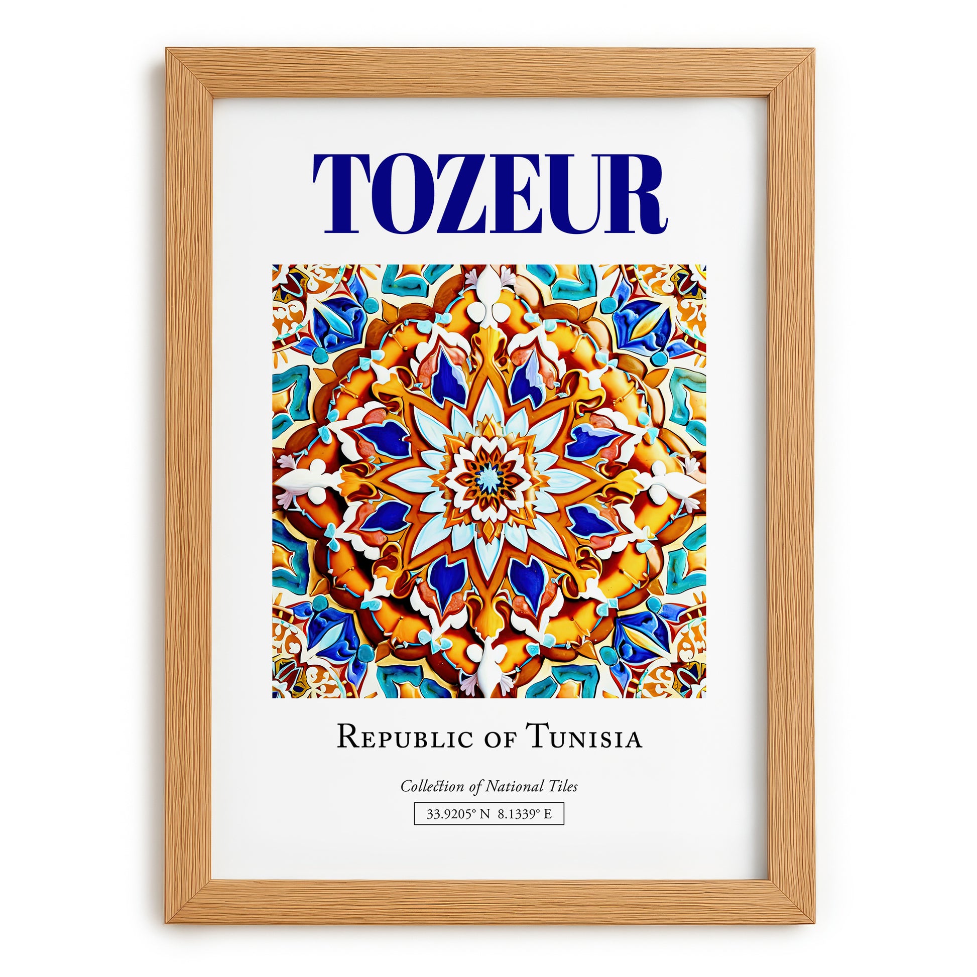 Tozeur, Tunisia – Tourist Destination Poster, set in oak frame