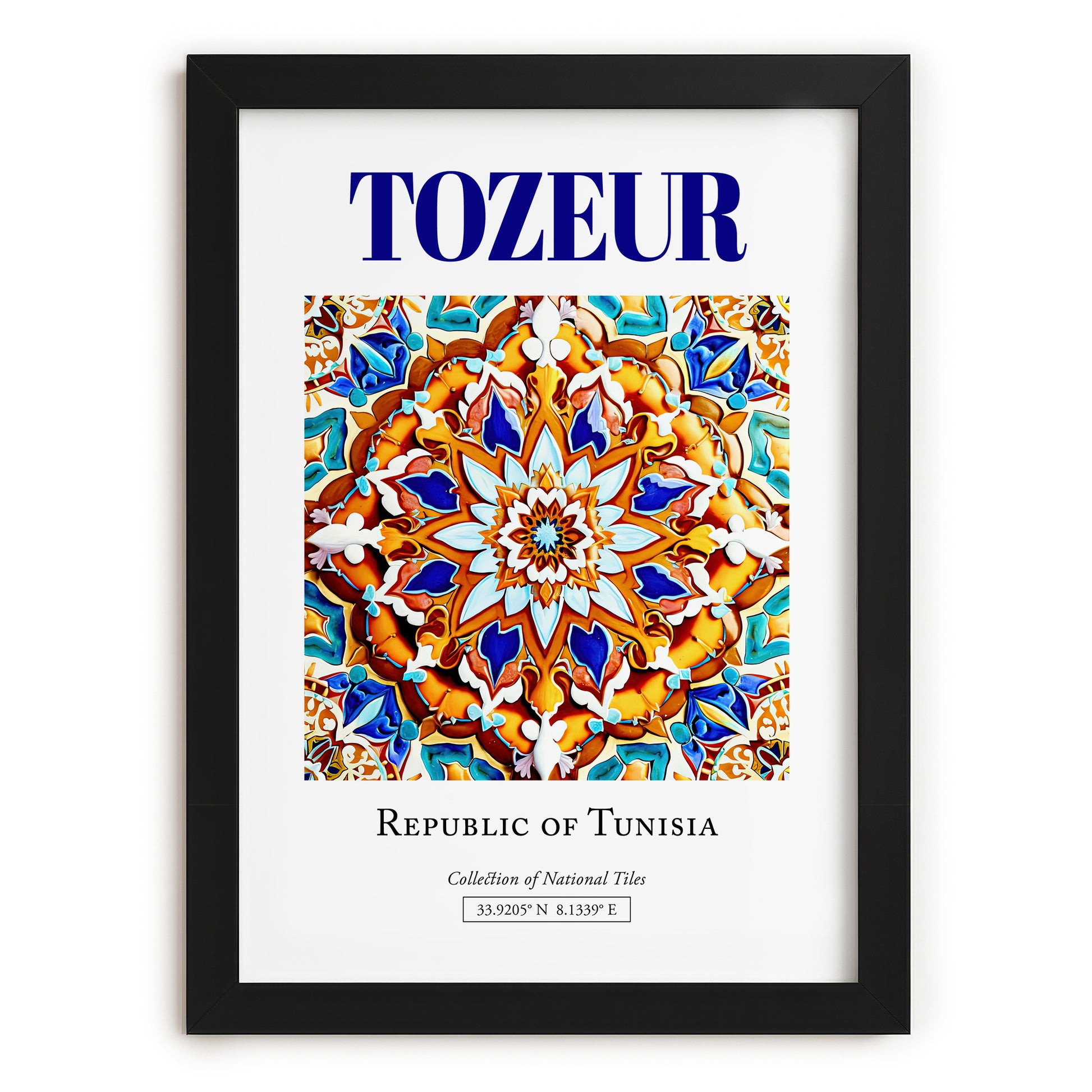 Tozeur, Tunisia – Tourist Destination Poster, in sleek black frame