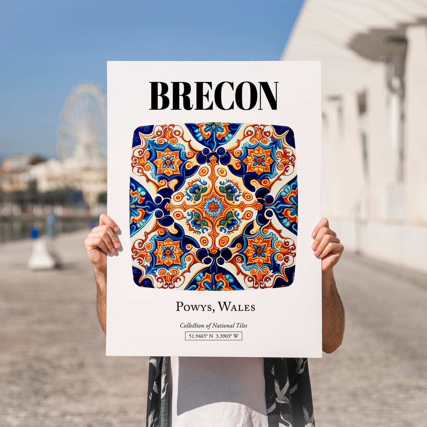 Brecon, Wales – Travel Print, no-text version framed in wood