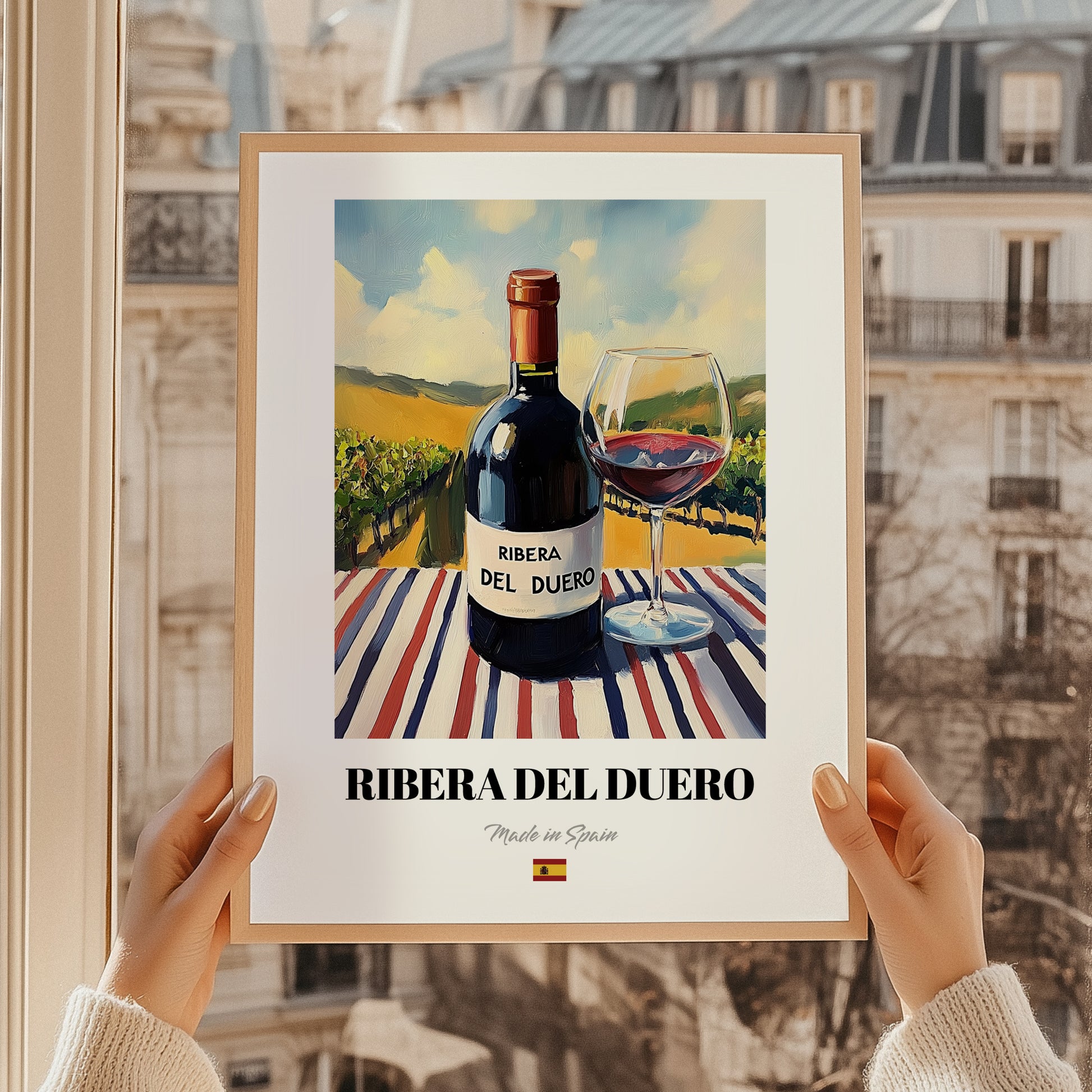 Ribera del Duero – Spanish Red Wine, Tasting Room Print, styled in a charming Paris street view