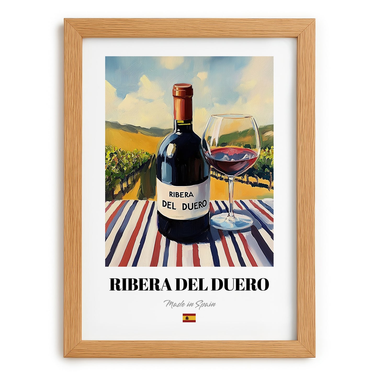 Ribera del Duero – Spanish Red Wine, Tasting Room Print, set in oak frame