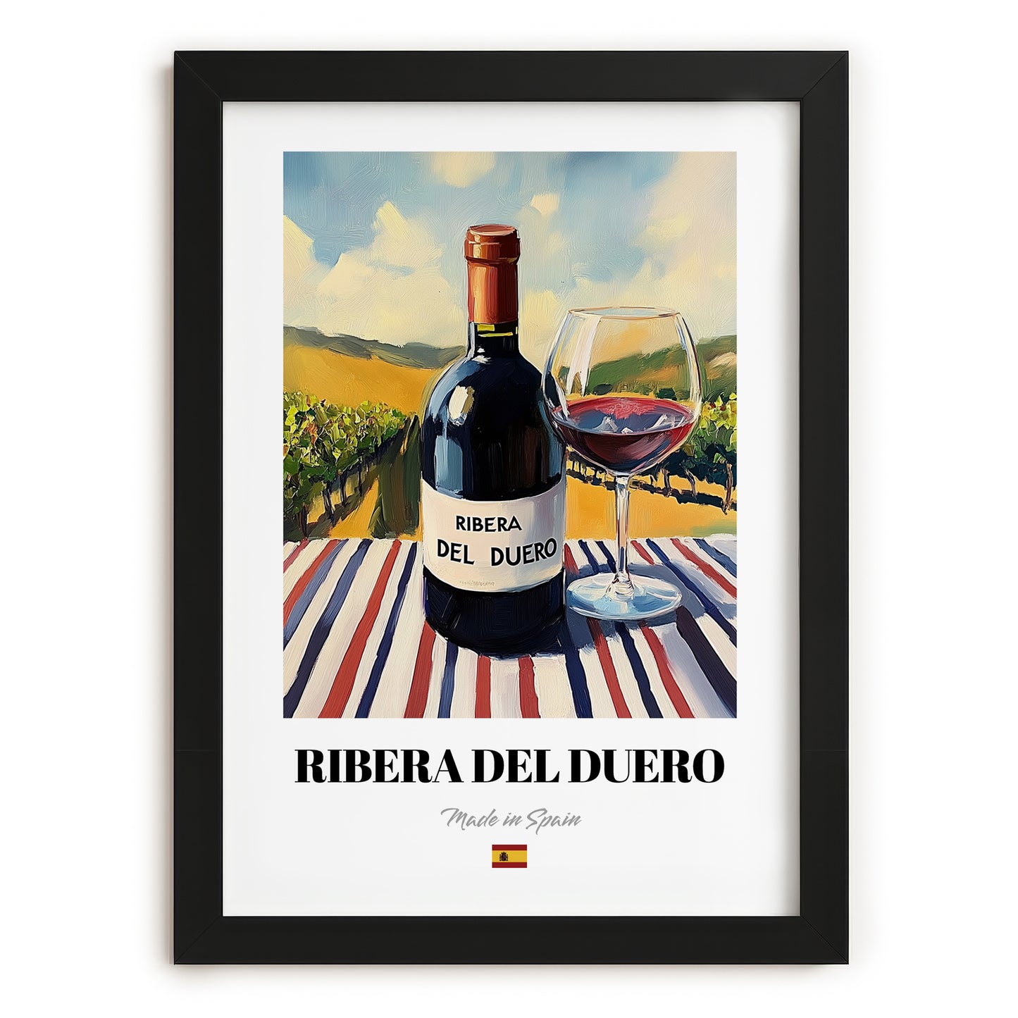 Ribera del Duero – Spanish Red Wine, Tasting Room Print, in sleek black frame