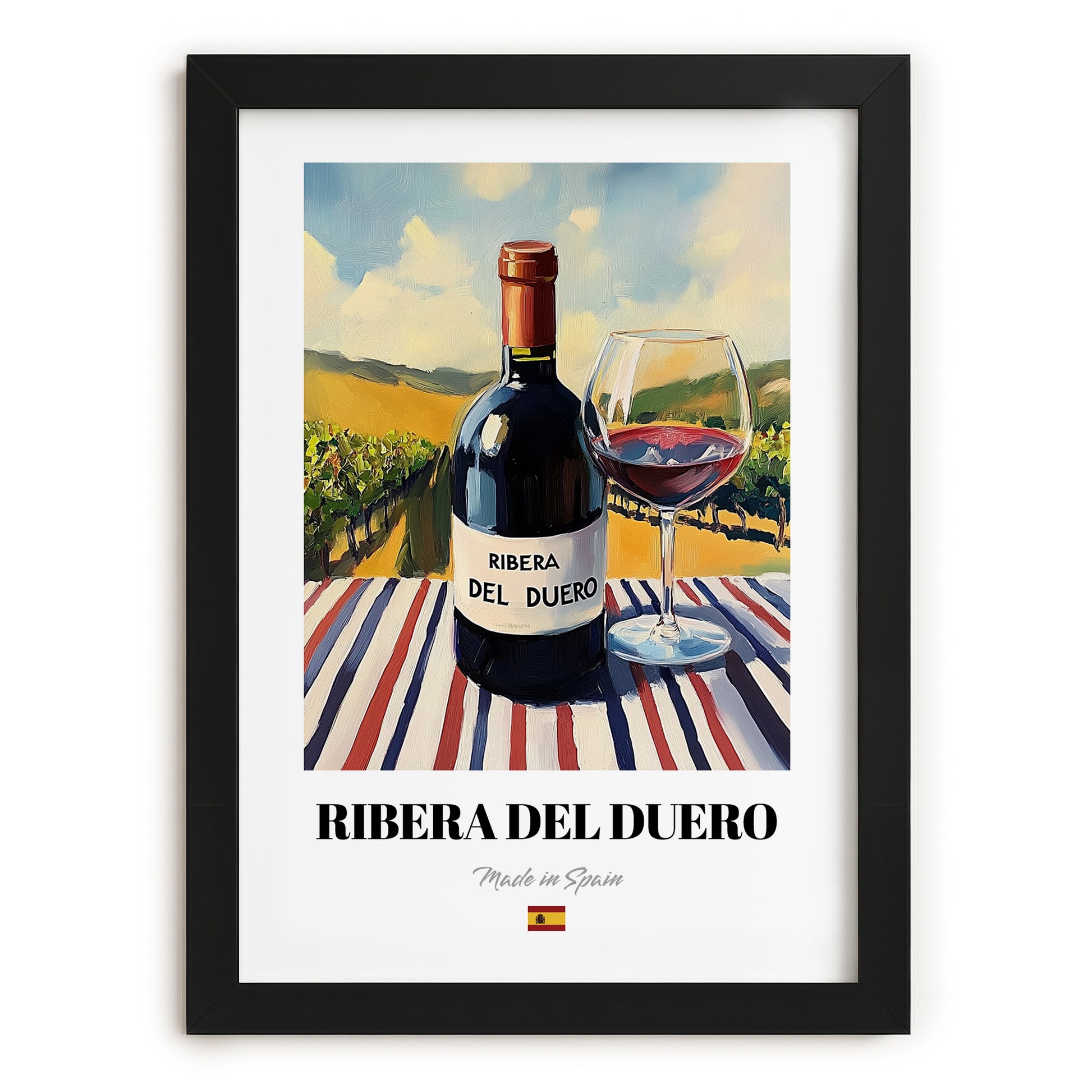 Ribera del Duero – Spanish Red Wine, Tasting Room Print, in sleek black frame