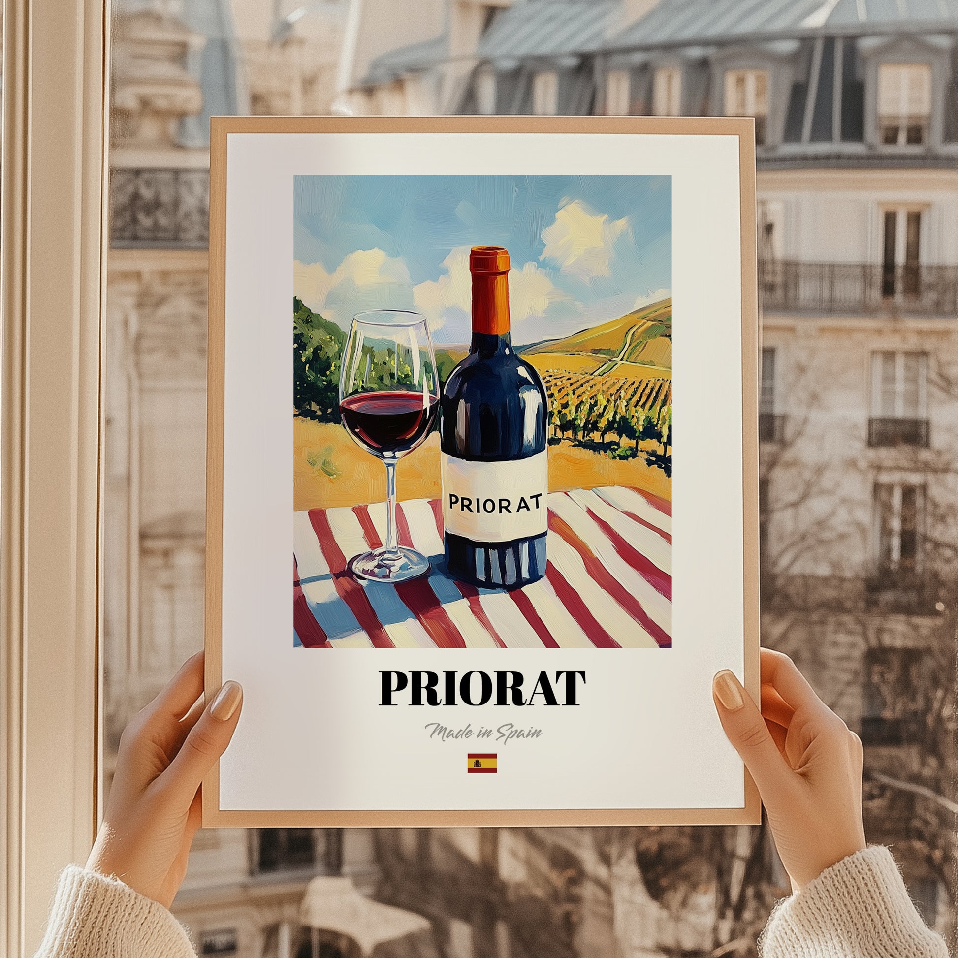 Priorat – Spanish Red Wine, Vinoteca Print, styled in a charming Paris street view