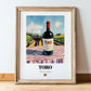 Toro – Spanish Red Wine, Vinoteca Poster, in wooden frame leaning on the floor
