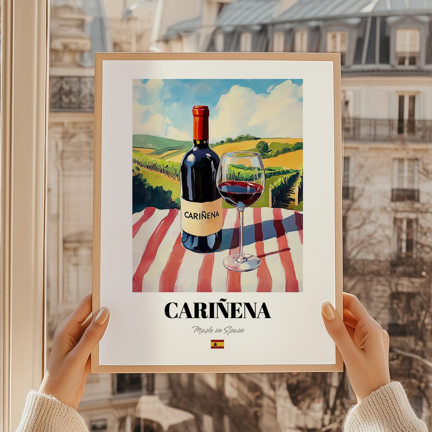 Cariñena – Spanish Red Wine, Vinoteca Poster, styled in a charming Paris street view