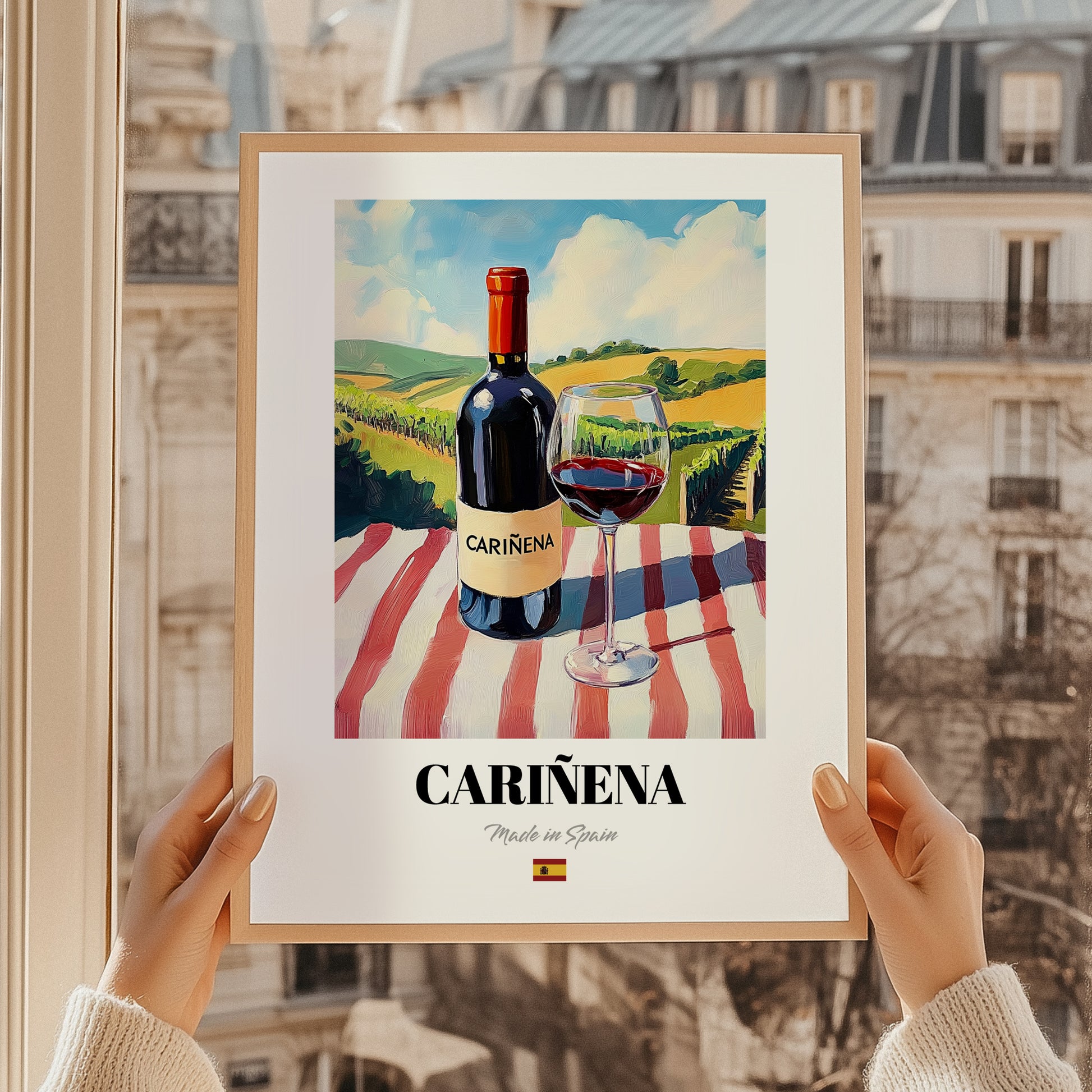 Cariñena – Spanish Red Wine, Vinoteca Poster, styled in a charming Paris street view