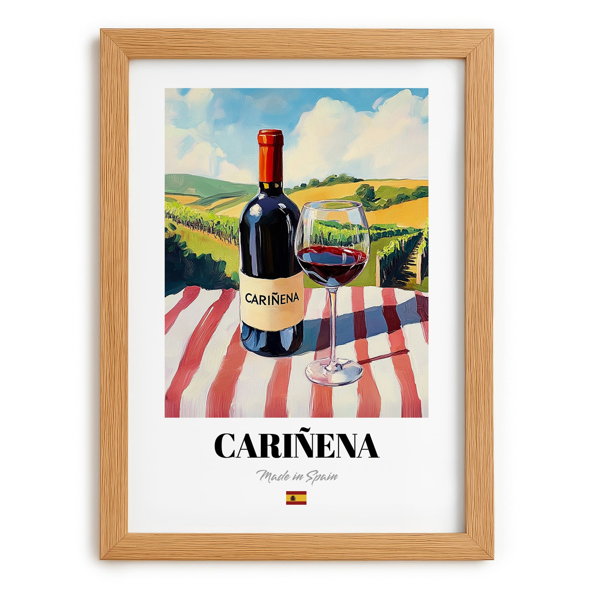 Cariñena – Spanish Red Wine, Vinoteca Poster, set in oak frame