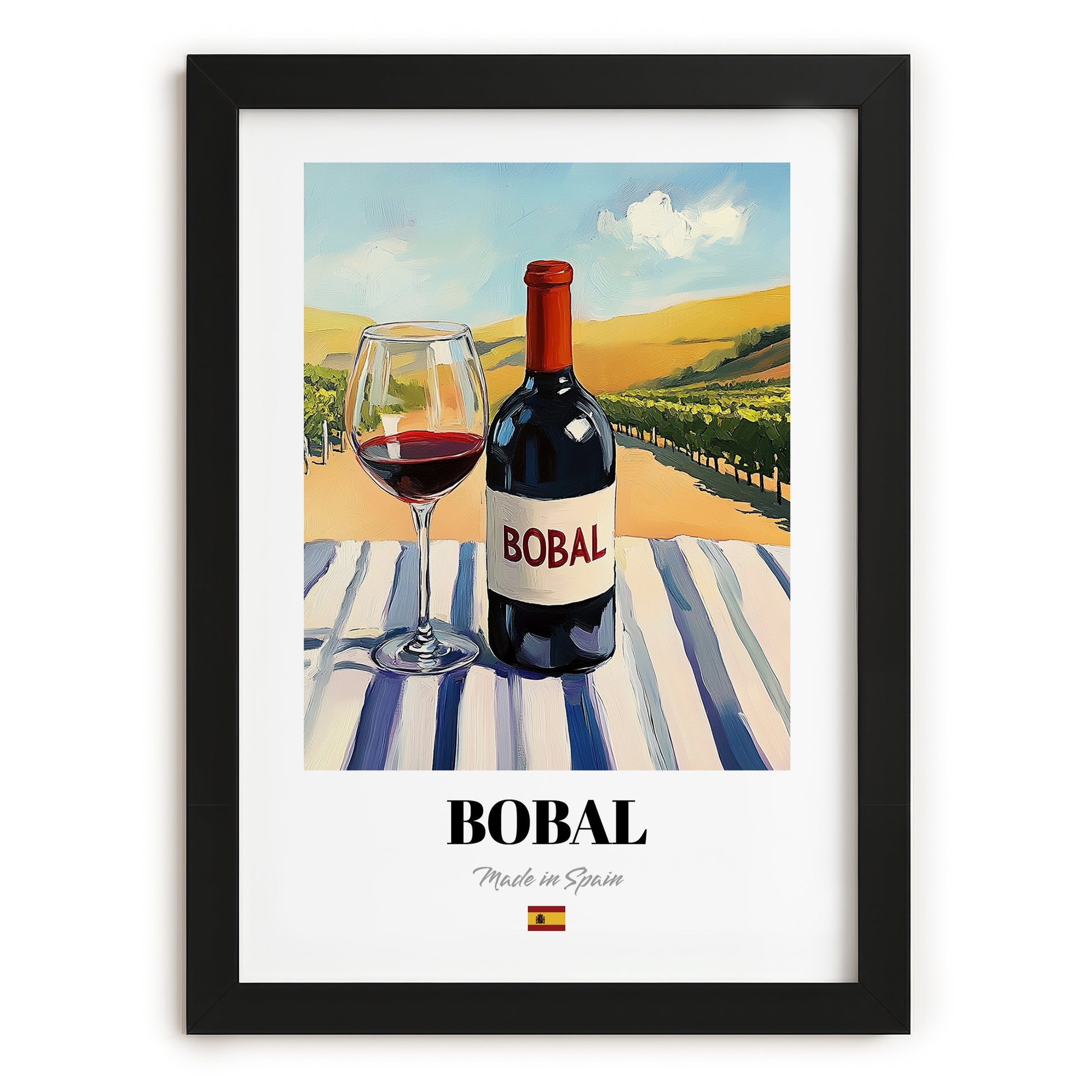 Bobal – Spanish Red Wine, Vinoteca Wall Art, in sleek black frame