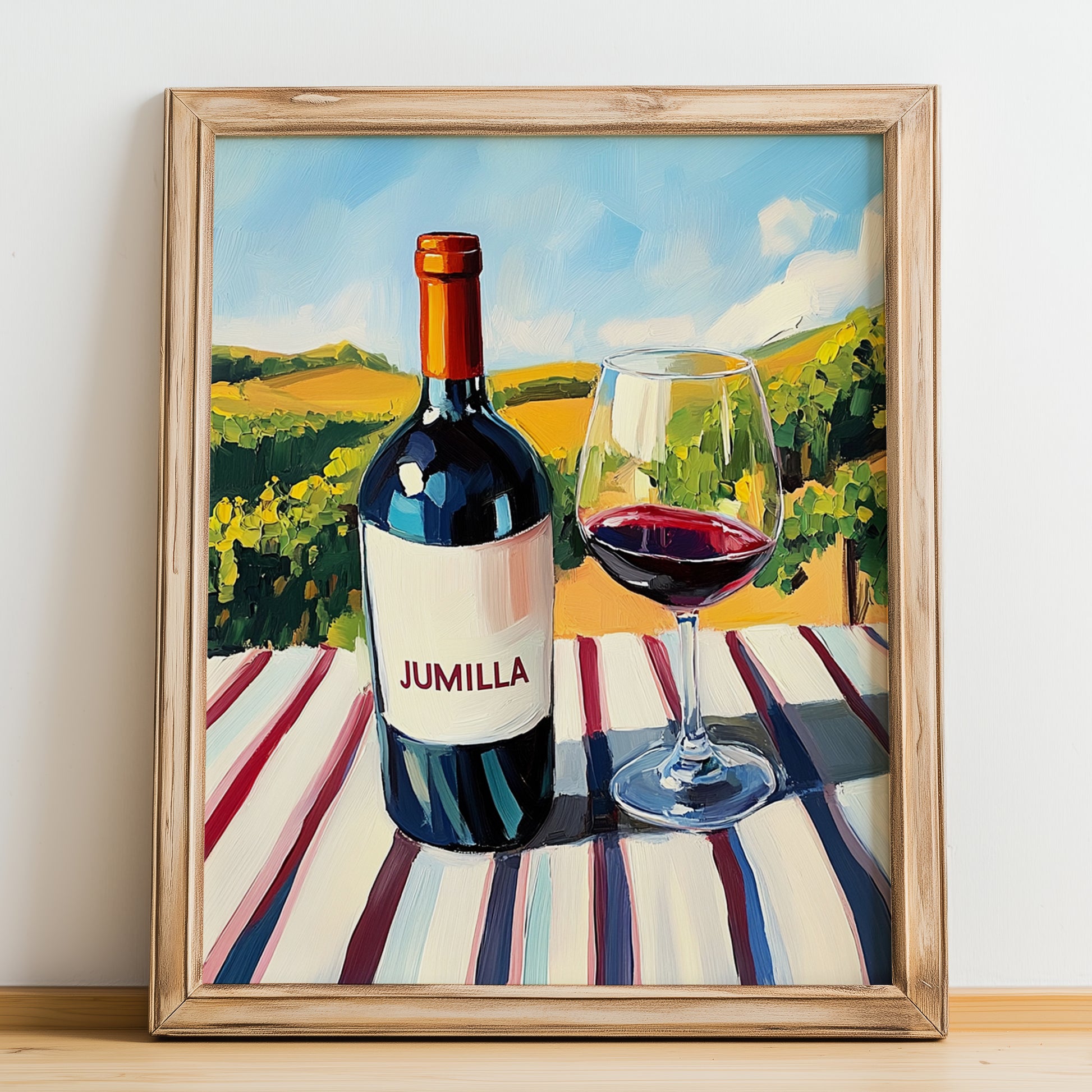 Jumilla – Spanish Red Wine, Wine Bar Poster, no-text version framed in wood