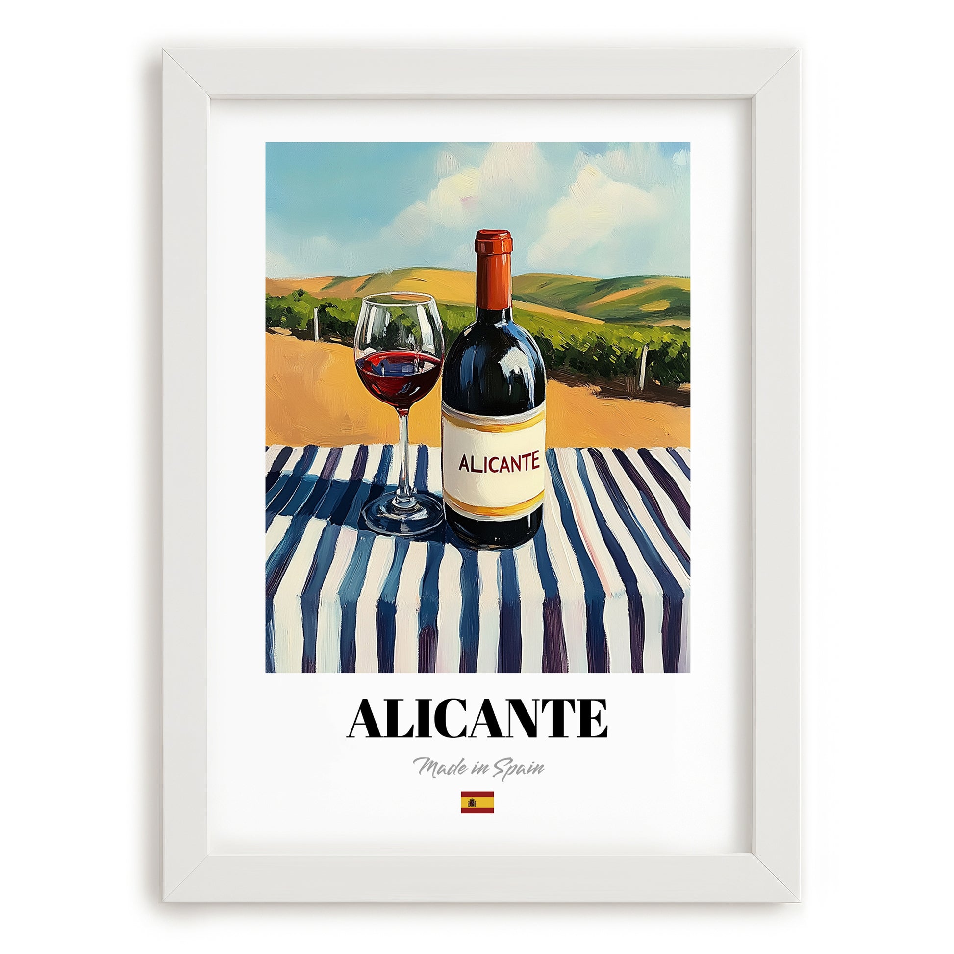 Alicante – Spanish Red Wine, Bodega Poster, placed in minimal white frame