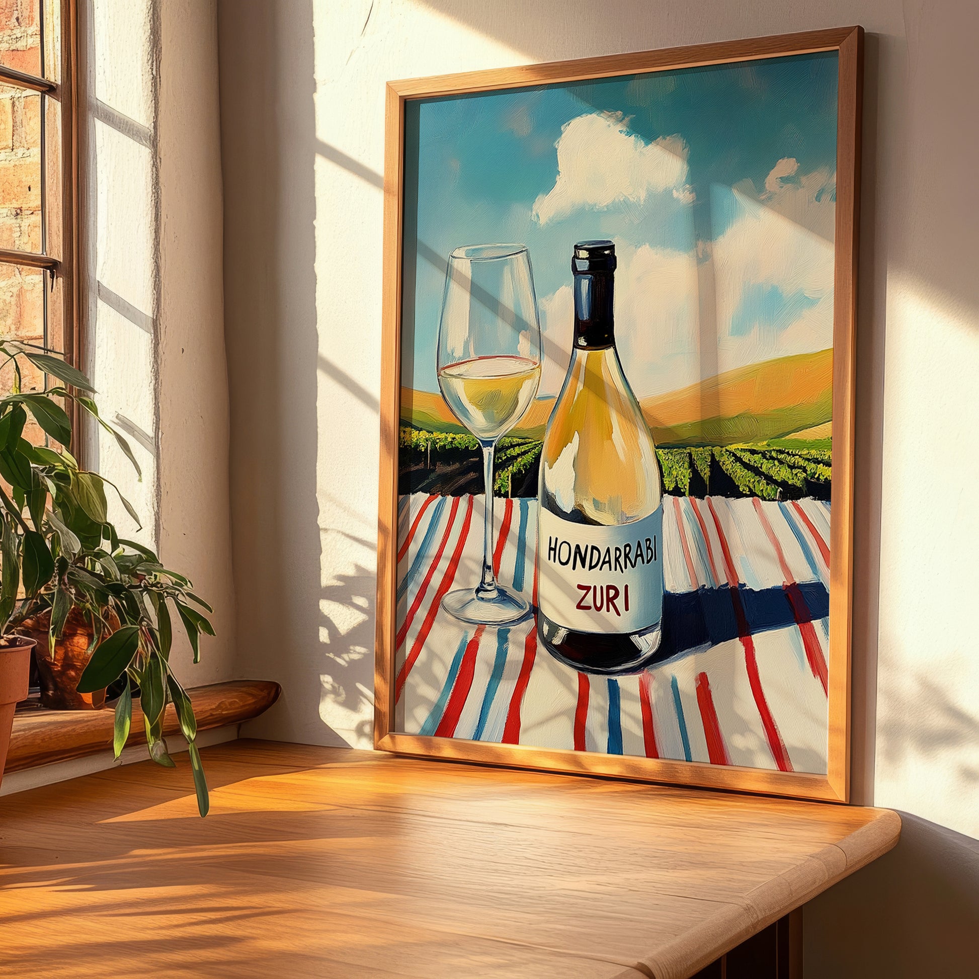 Hondarrabi Zuri – Spanish White Wine, Wine Bar Print, clean layout with no caption