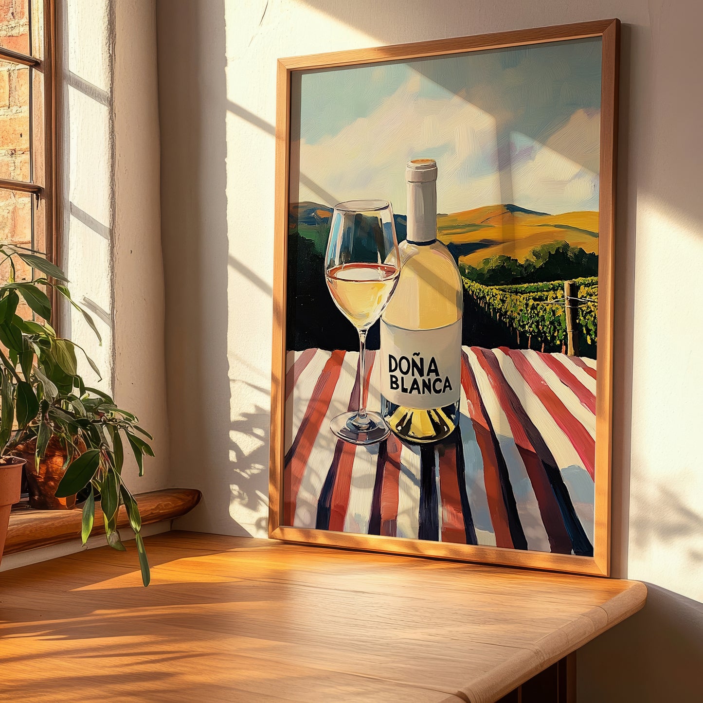 Doña Blanca – Spanish White Wine, Enoteca Still Life, clean layout with no caption