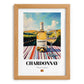 Chardonnay – Spanish White Wine, Vineyard Terrace Painting, set in oak frame