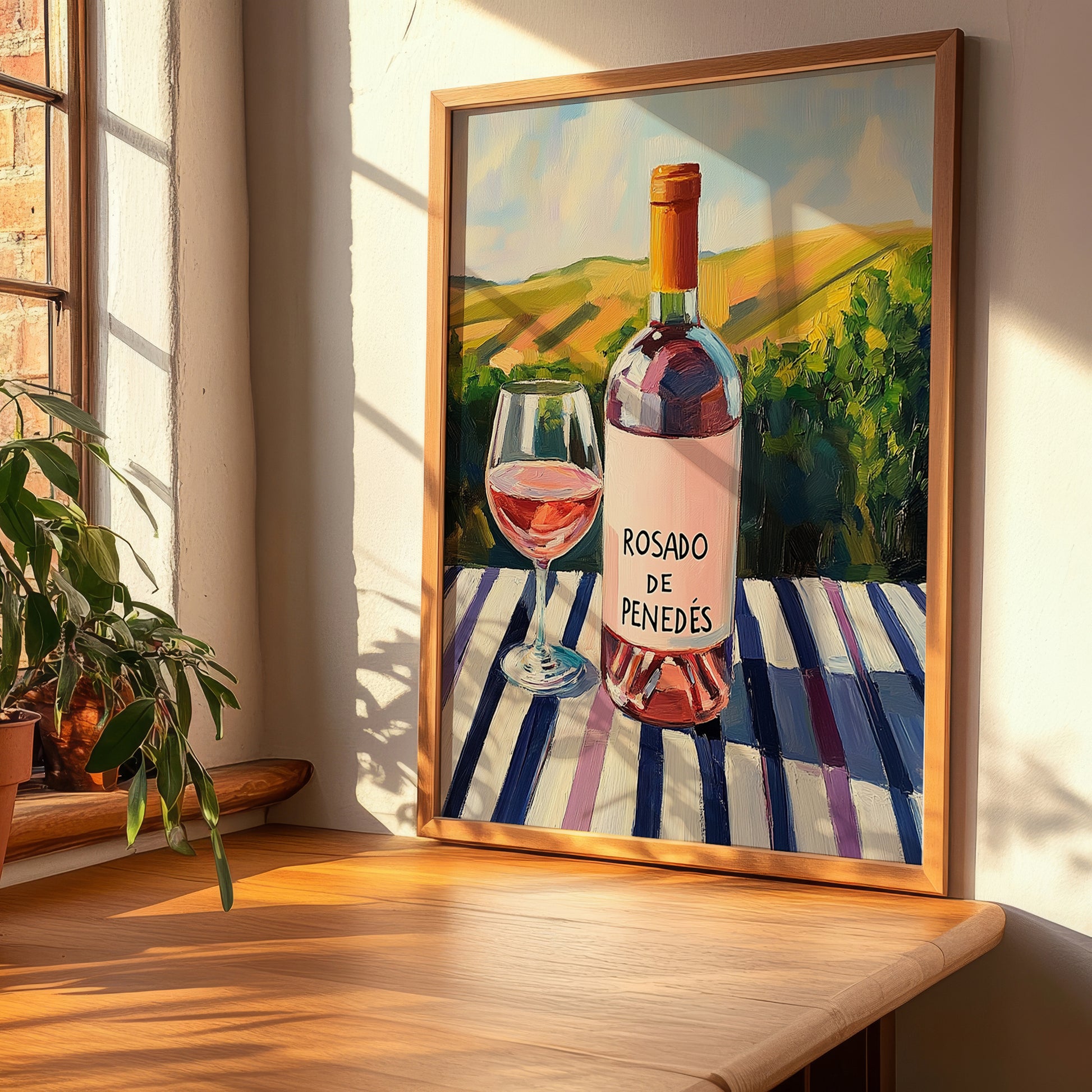 Rosado de Penedès – Spanish Rose Wine, Vinoteca Painting, clean layout with no caption