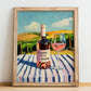 Rosado de La Mancha – Spanish Rose Wine, Vinoteca Illustration, no-text version framed in wood