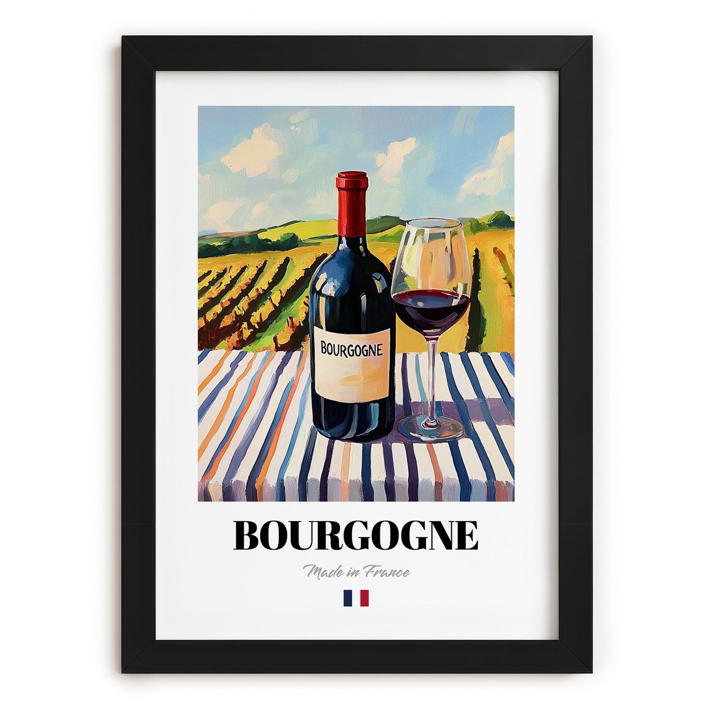 Bourgogne – French Red Wine, Vinoteca Print, in sleek black frame