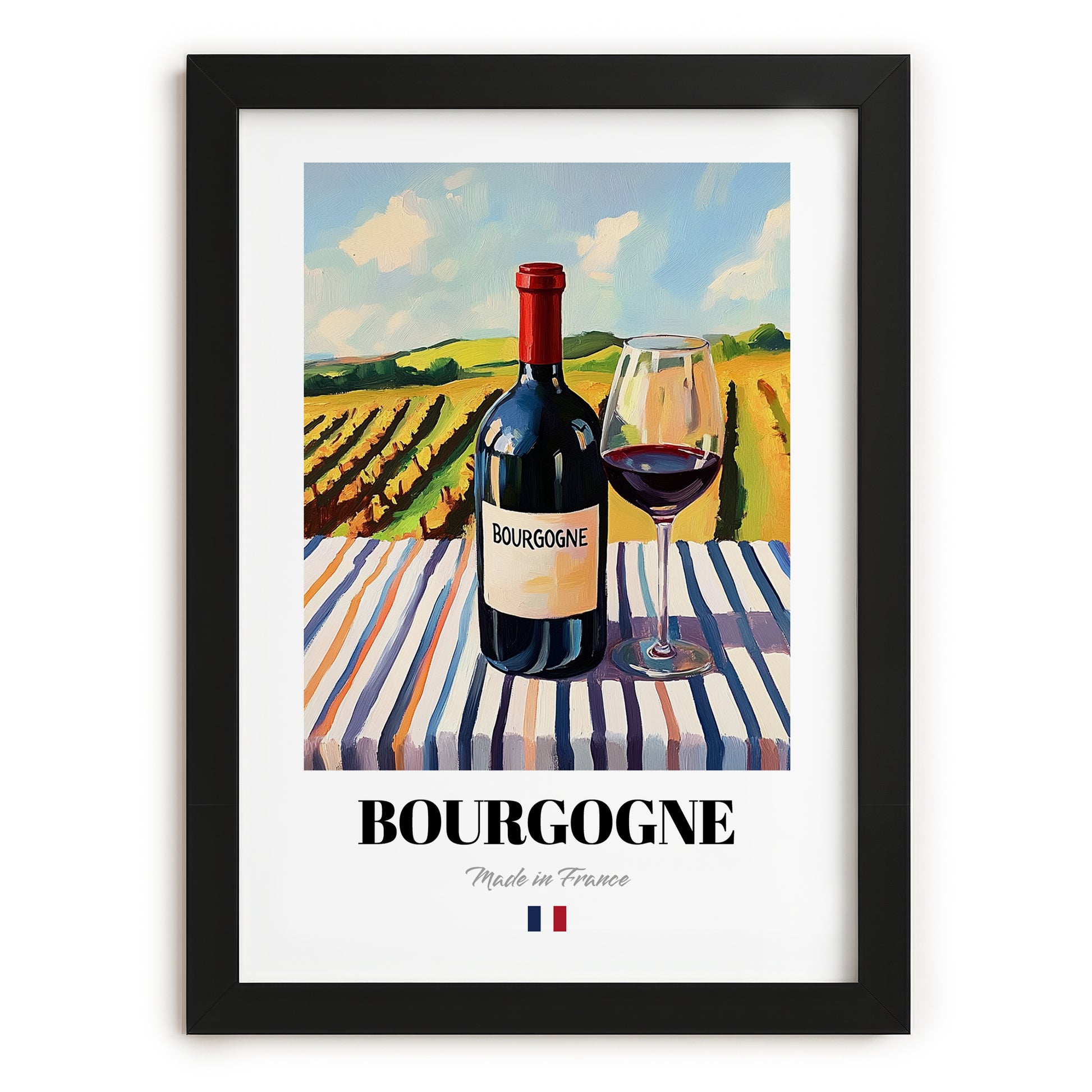 Bourgogne – French Red Wine, Vinoteca Print, in sleek black frame