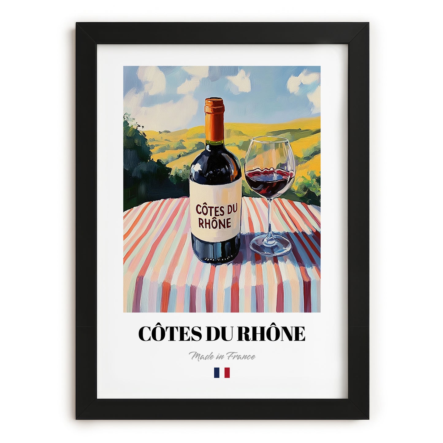 Côtes du Rhône – French Red Wine, Vinoteca Poster, in sleek black frame