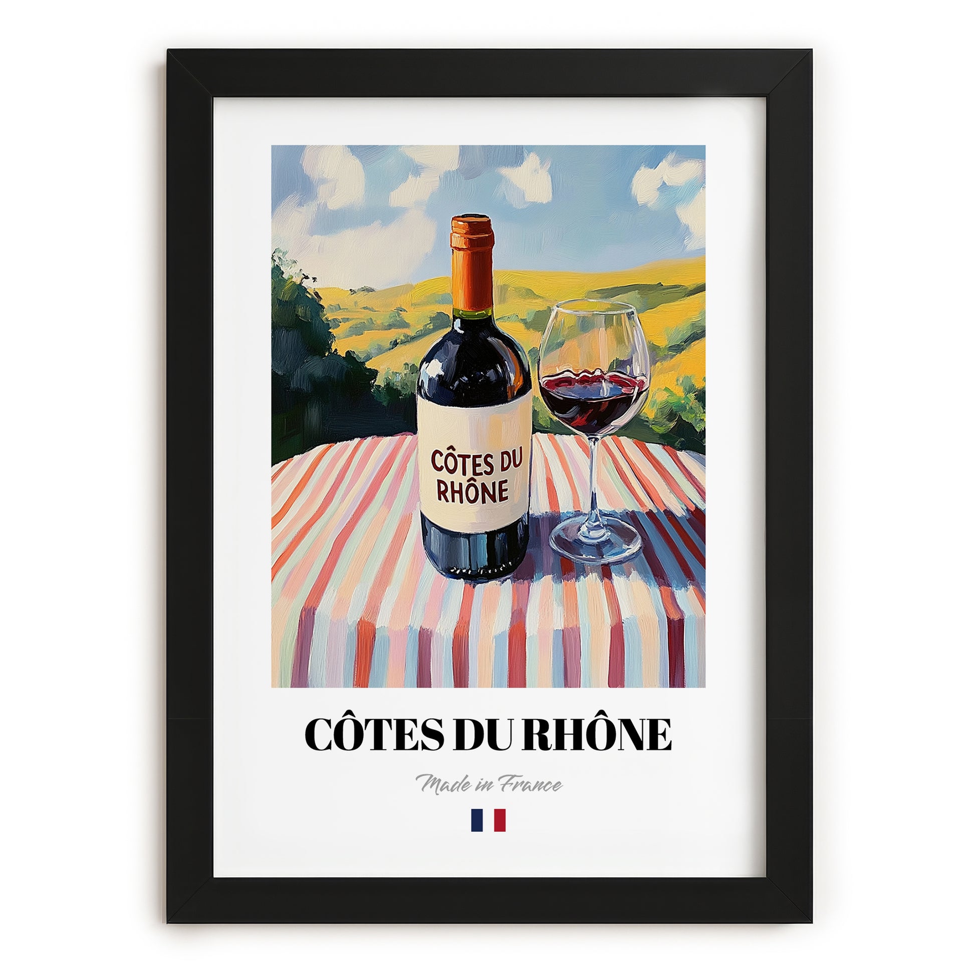 Côtes du Rhône – French Red Wine, Vinoteca Poster, in sleek black frame