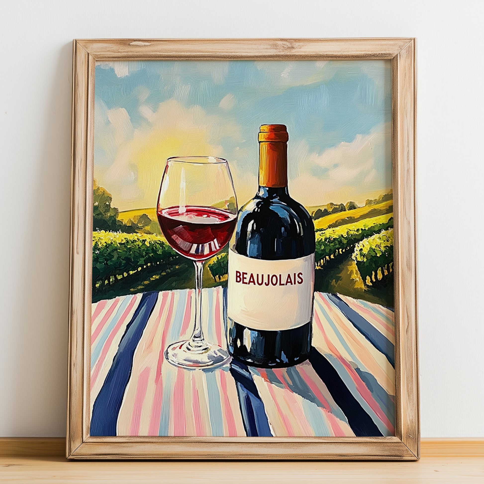 Beaujolais – French Red Wine, Vinoteca Wall Art, no-text version framed in wood