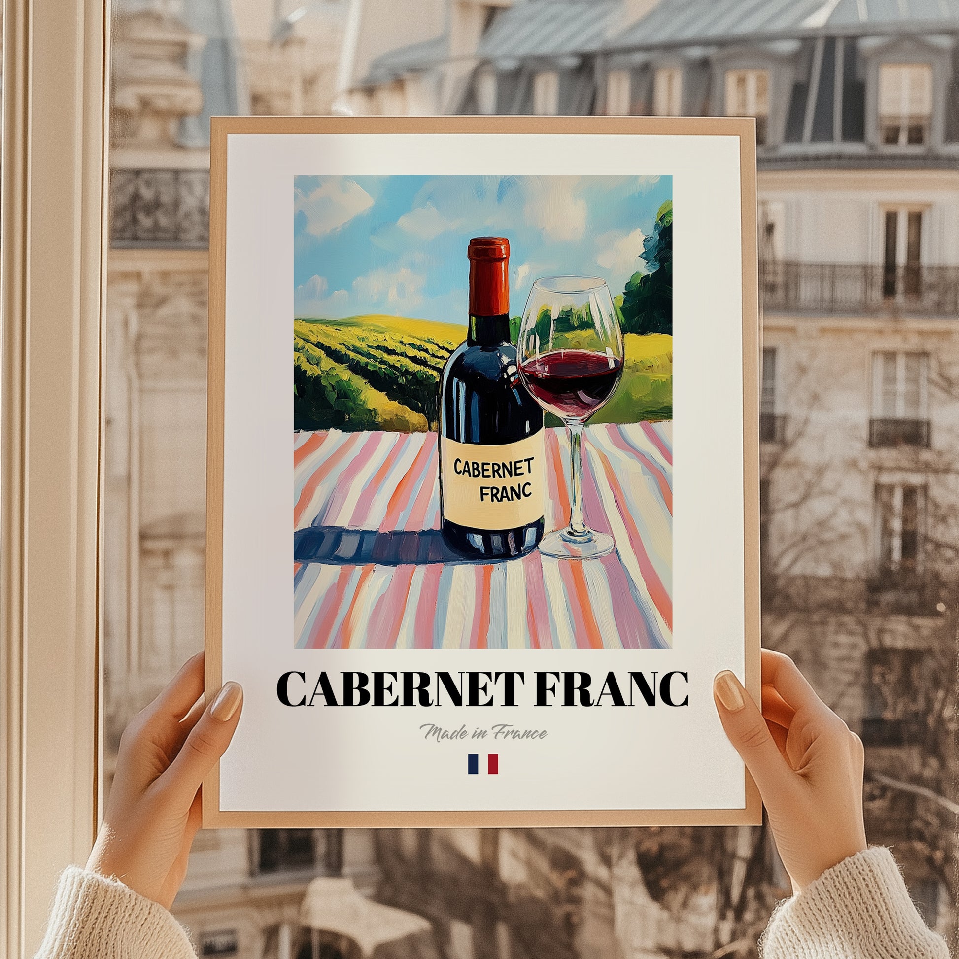 Cabernet Franc – French Red Wine, Enoteca Poster, styled in a charming Paris street view