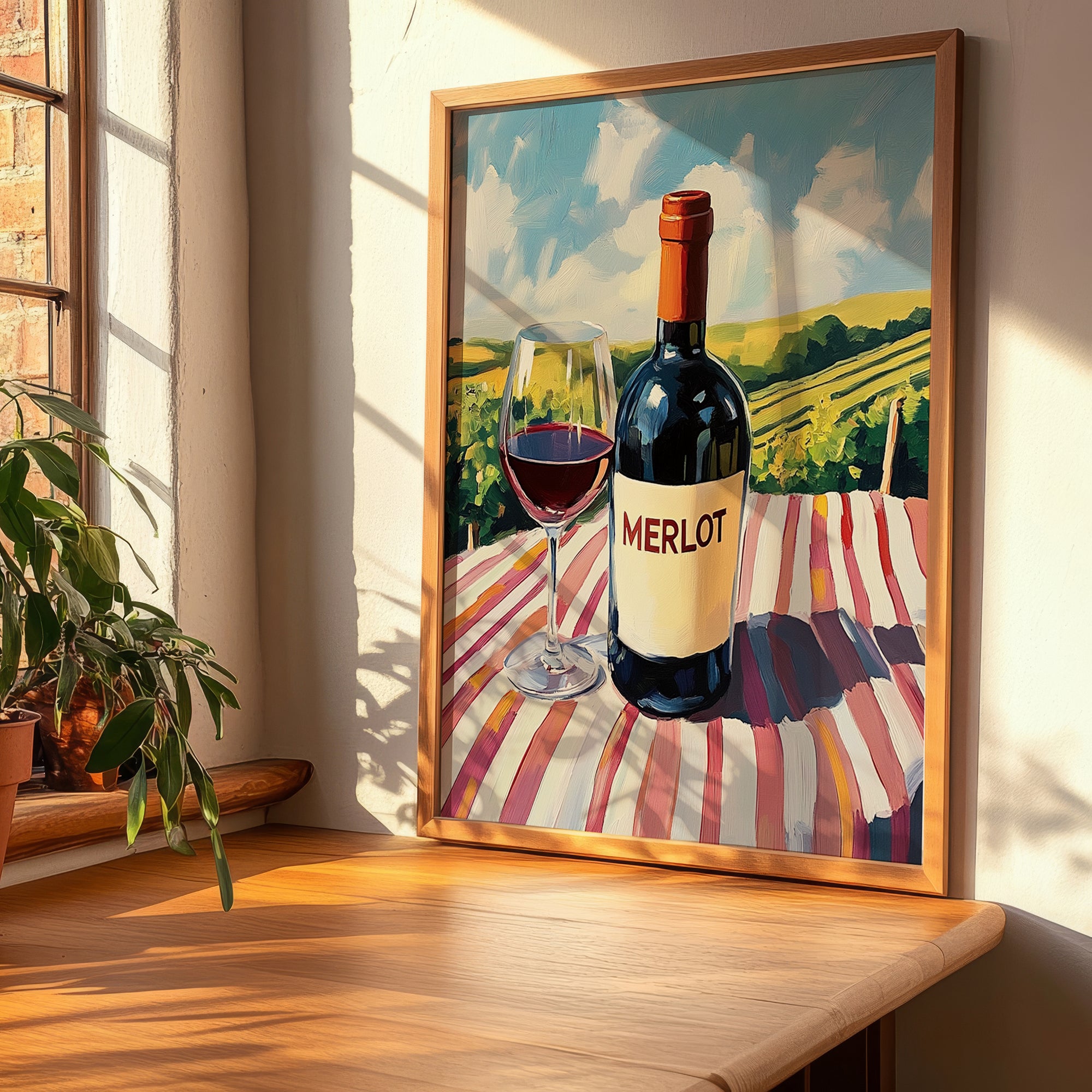 Merlot – French Red Wine, Bodega Print, clean layout with no caption