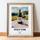 Pinot Noir – French Red Wine, Wine Bar Wall Art, in wooden frame leaning on the floor