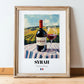 Syrah – French Red Wine, Vinoteca Poster, in wooden frame leaning on the floor