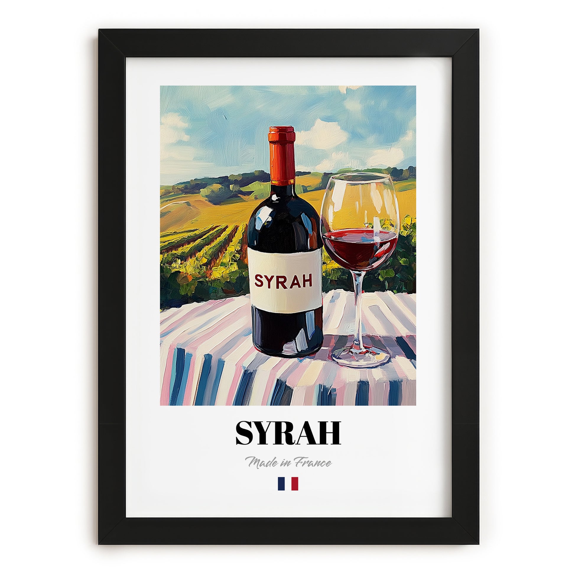 Syrah – French Red Wine, Vinoteca Poster, in sleek black frame