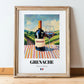 Grenache – French Red Wine, Vineyard Terrace Wall Art, in wooden frame leaning on the floor