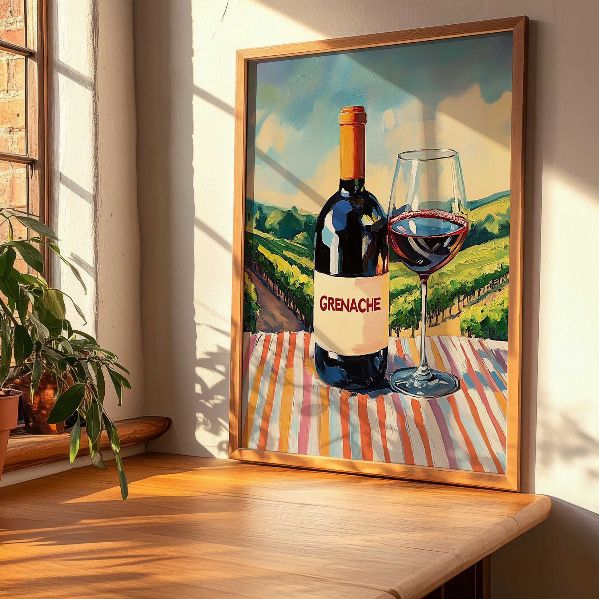 Grenache – French Red Wine, Vineyard Terrace Wall Art, clean layout with no caption