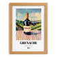 Grenache – French Red Wine, Vineyard Terrace Wall Art, set in oak frame