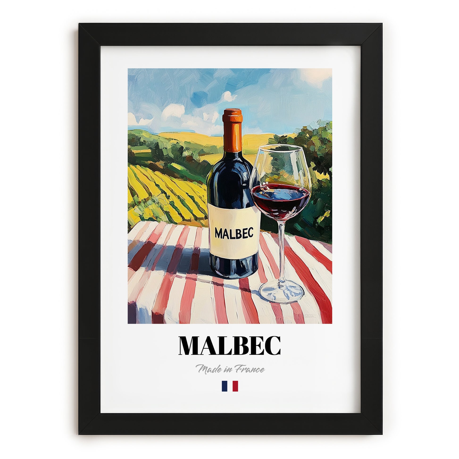 Malbec – French Red Wine, Enoteca Poster, in sleek black frame