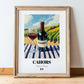 Cahors – French Red Wine, Vineyard Terrace Print, in wooden frame leaning on the floor