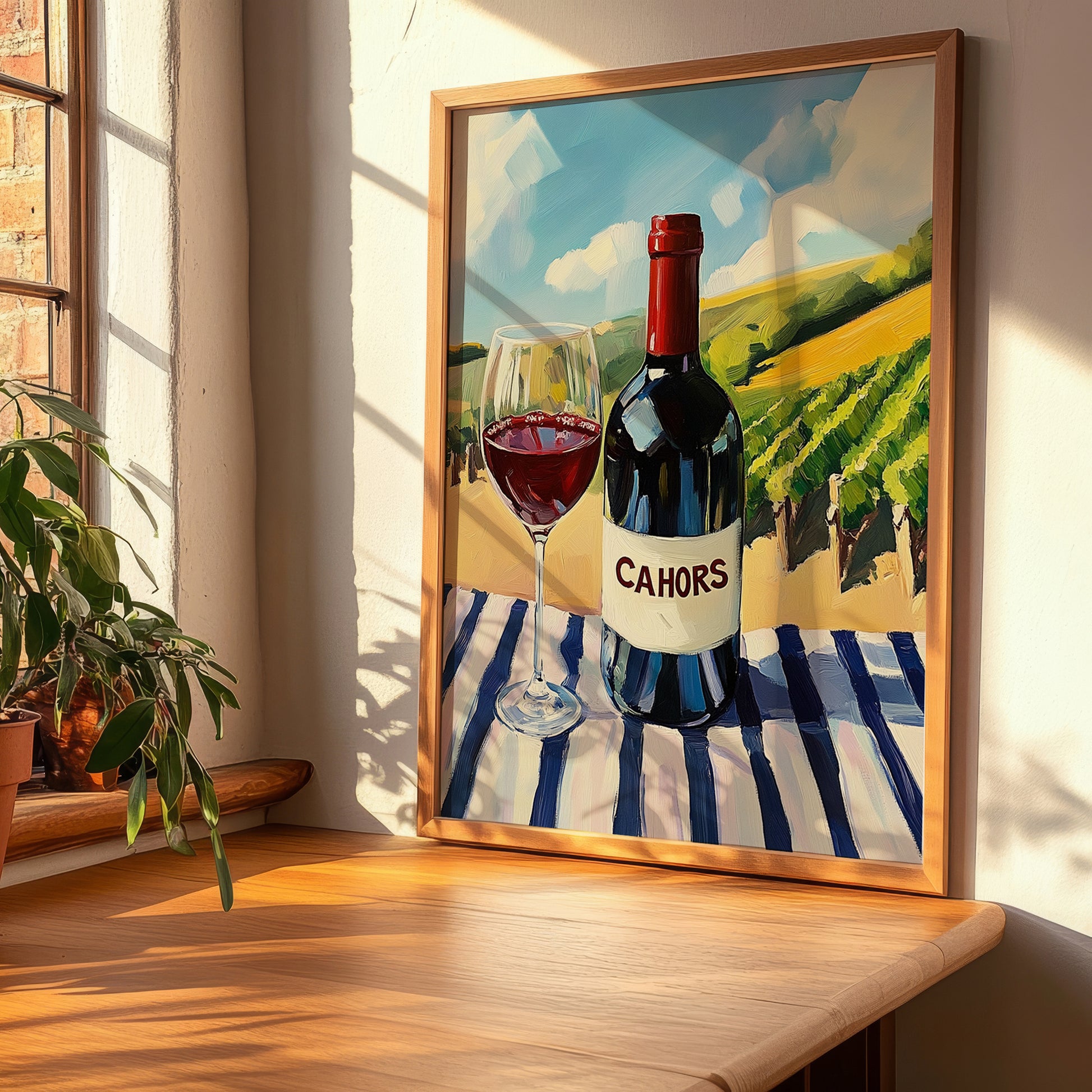 Cahors – French Red Wine, Vineyard Terrace Print, clean layout with no caption