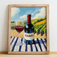 Cahors – French Red Wine, Vineyard Terrace Print, no-text version framed in wood