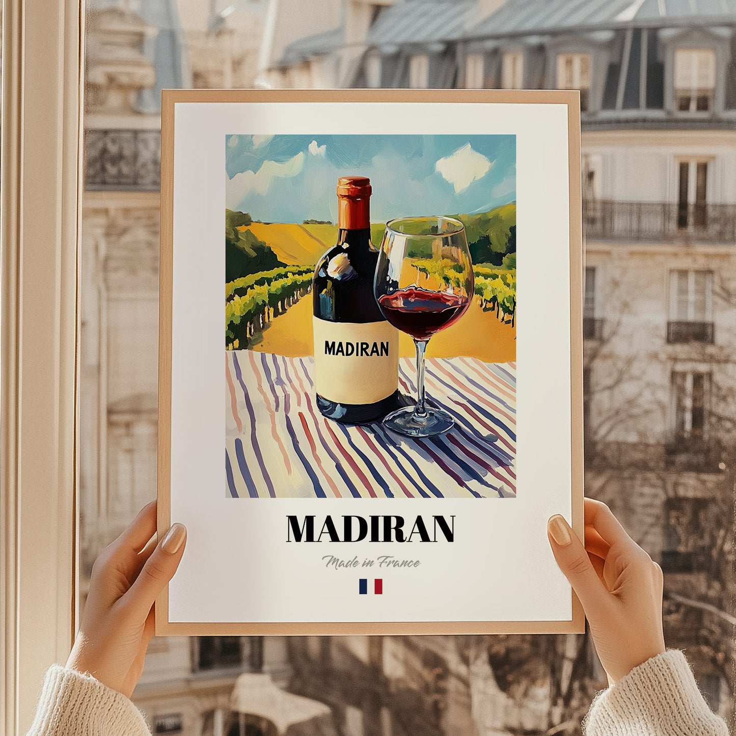 Madiran – French Red Wine, Vinoteca Wall Art, styled in a charming Paris street view