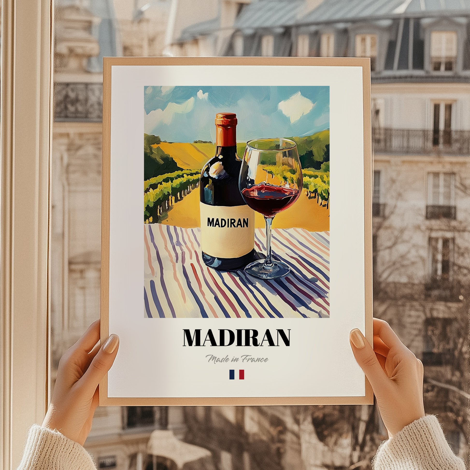 Madiran – French Red Wine, Vinoteca Wall Art, styled in a charming Paris street view