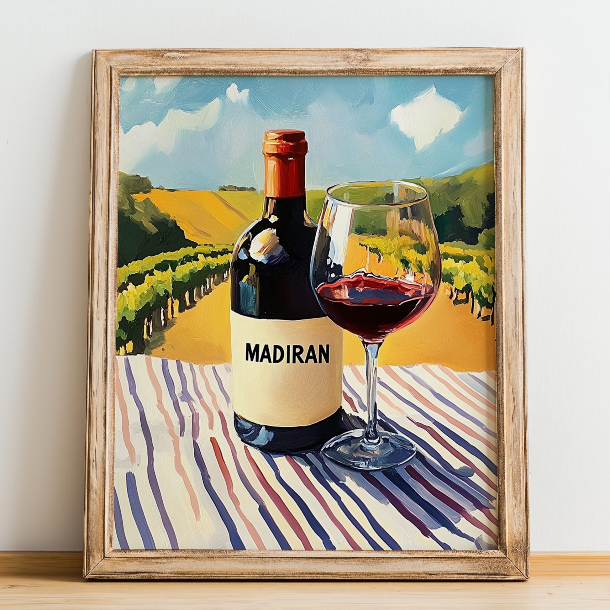 Madiran – French Red Wine, Vinoteca Wall Art, no-text version framed in wood