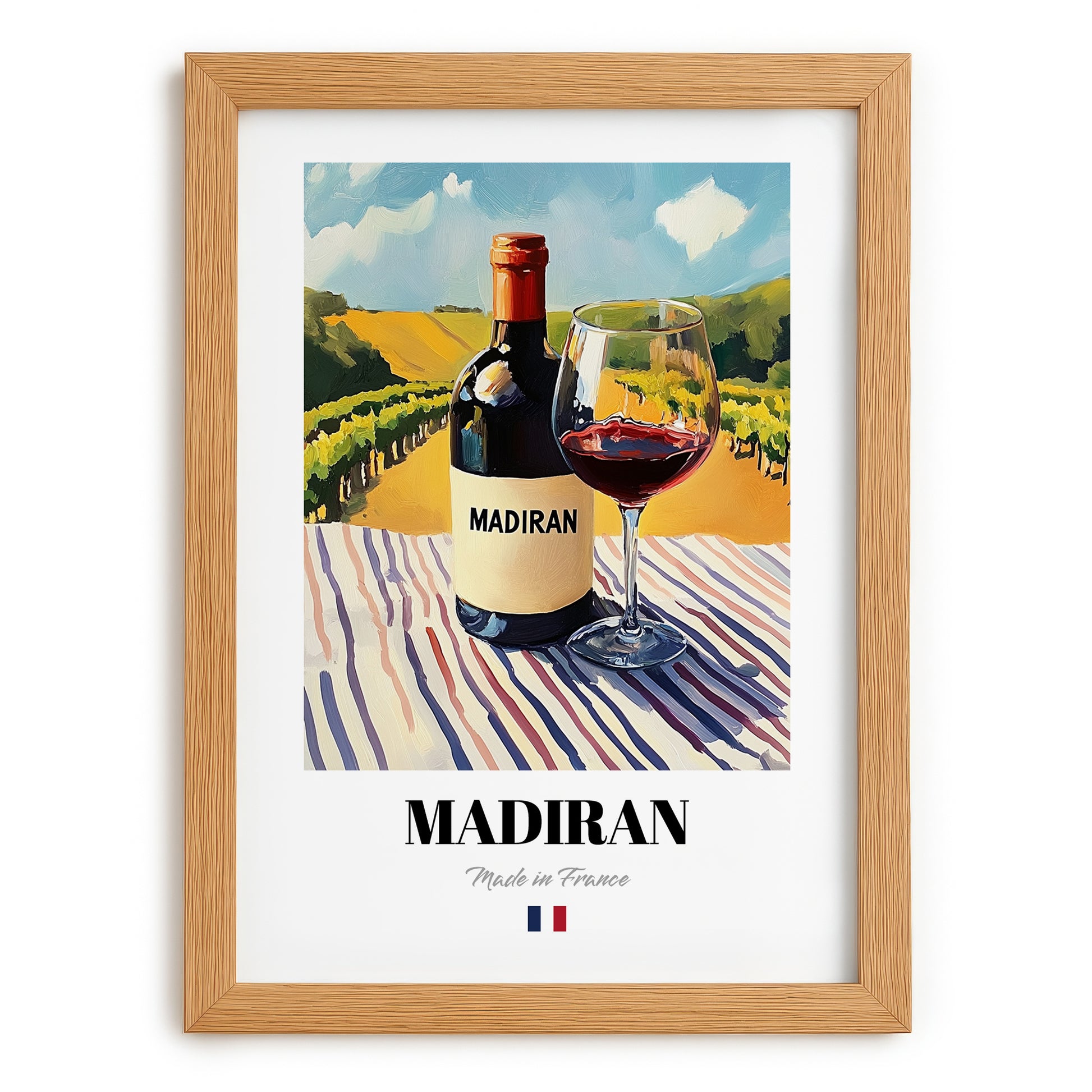 Madiran – French Red Wine, Vinoteca Wall Art, set in oak frame