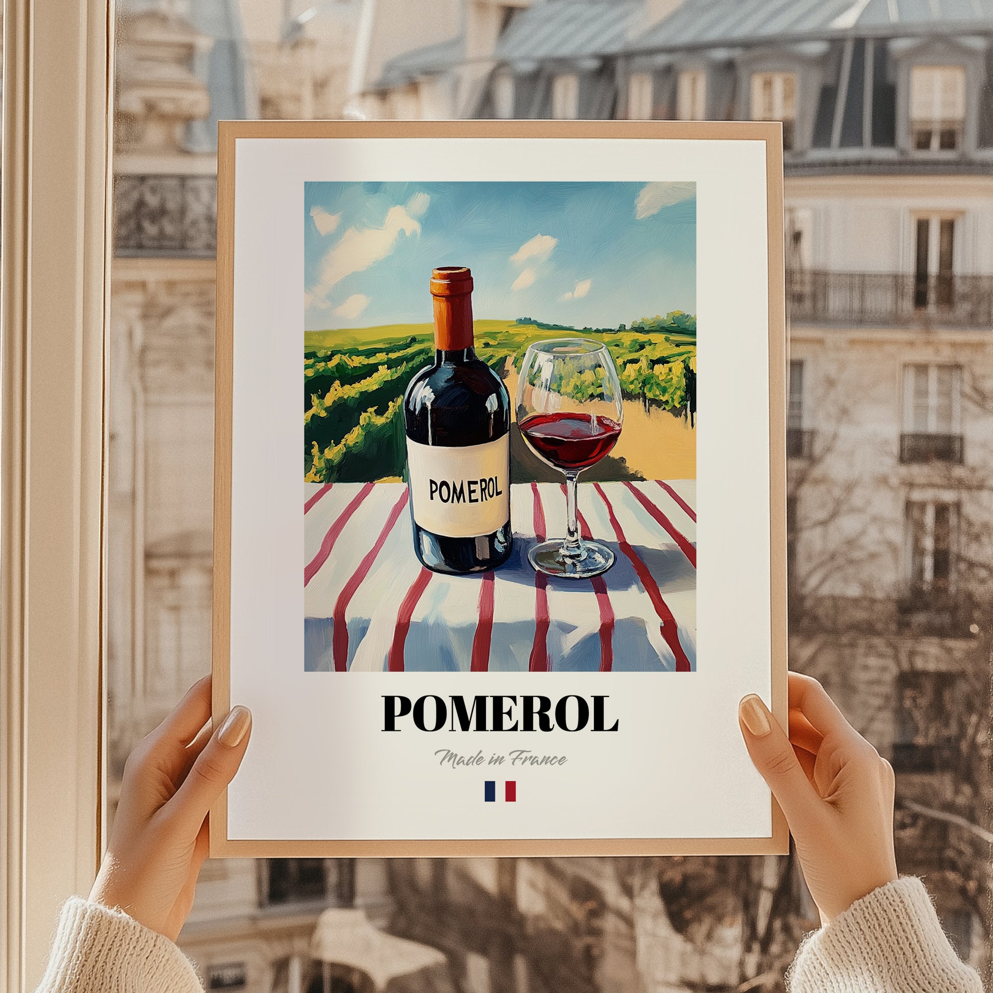 Pomerol – French Red Wine, Vinoteca Still Life, styled in a charming Paris street view