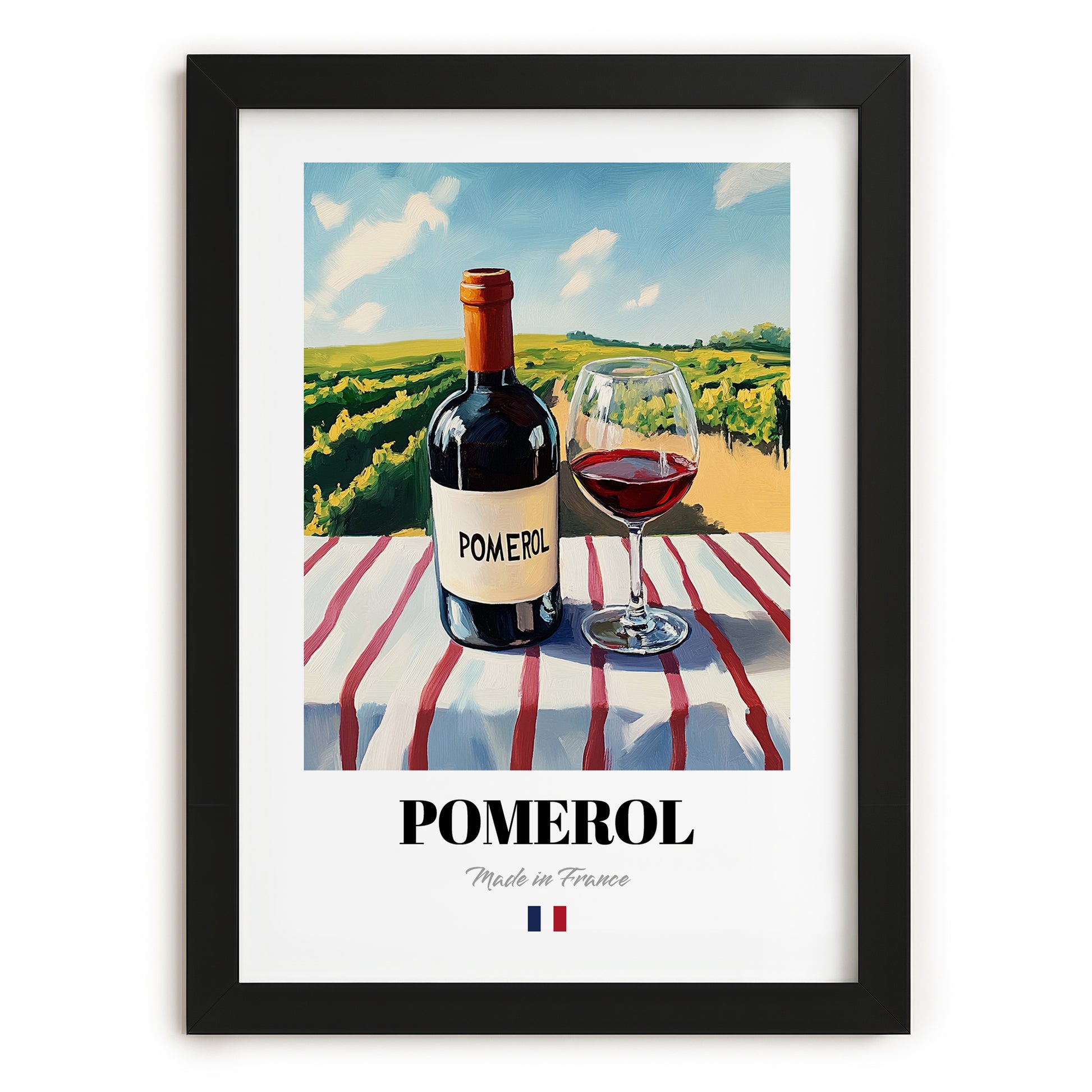 Pomerol – French Red Wine, Vinoteca Still Life, in sleek black frame