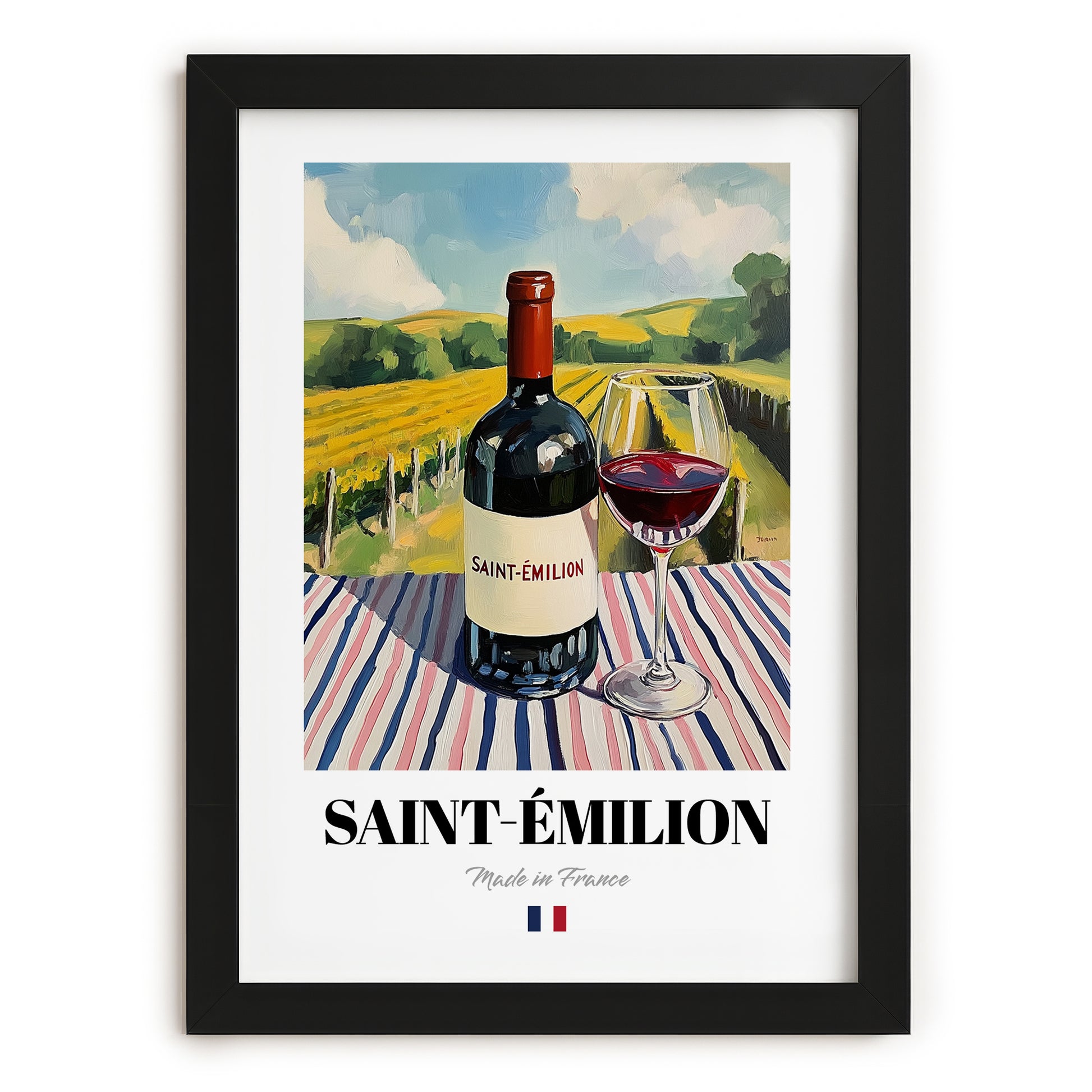 Saint-Émilion – French Red Wine, Vinoteca Still Life, in sleek black frame