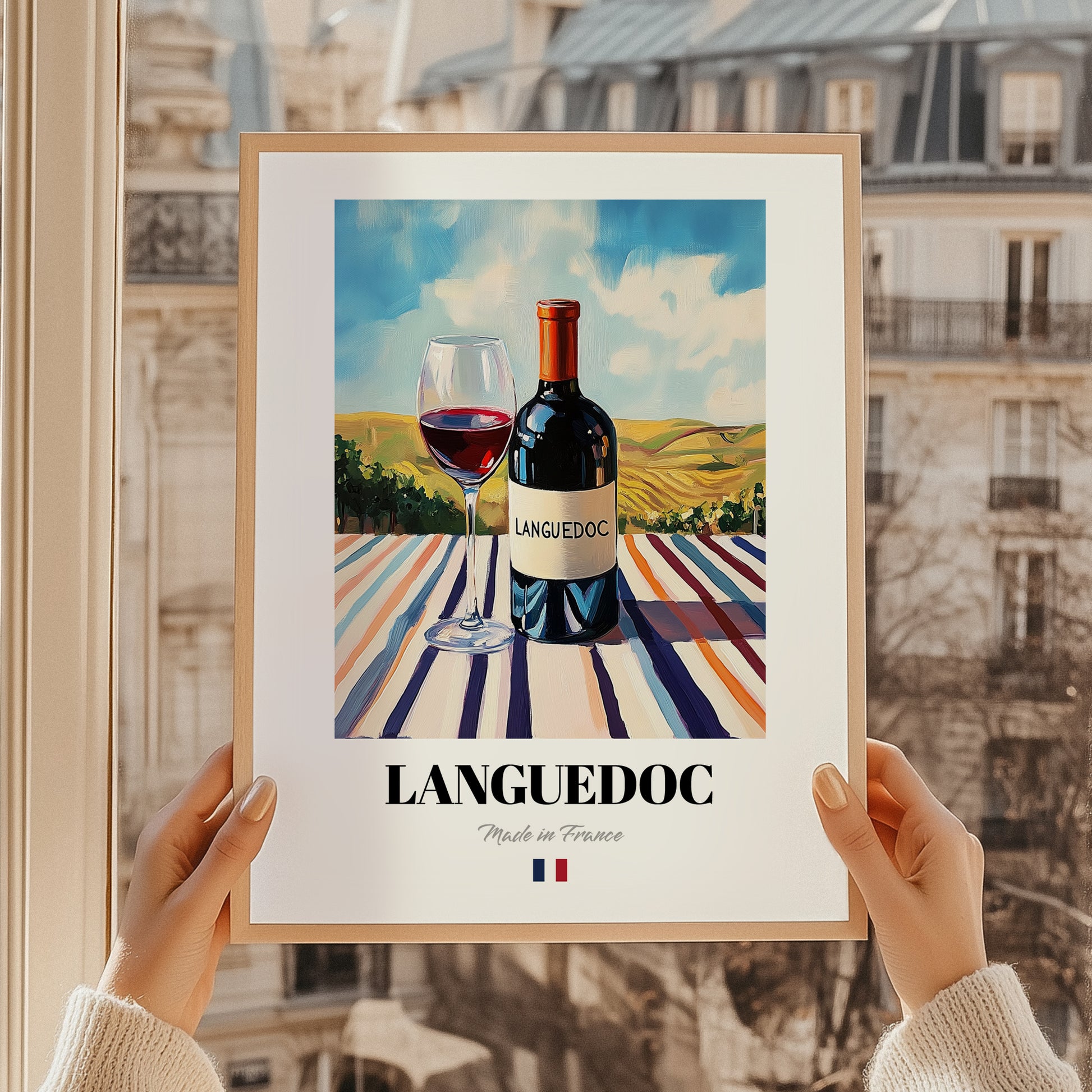 Languedoc – French Red Wine, Enoteca Wall Decor, styled in a charming Paris street view