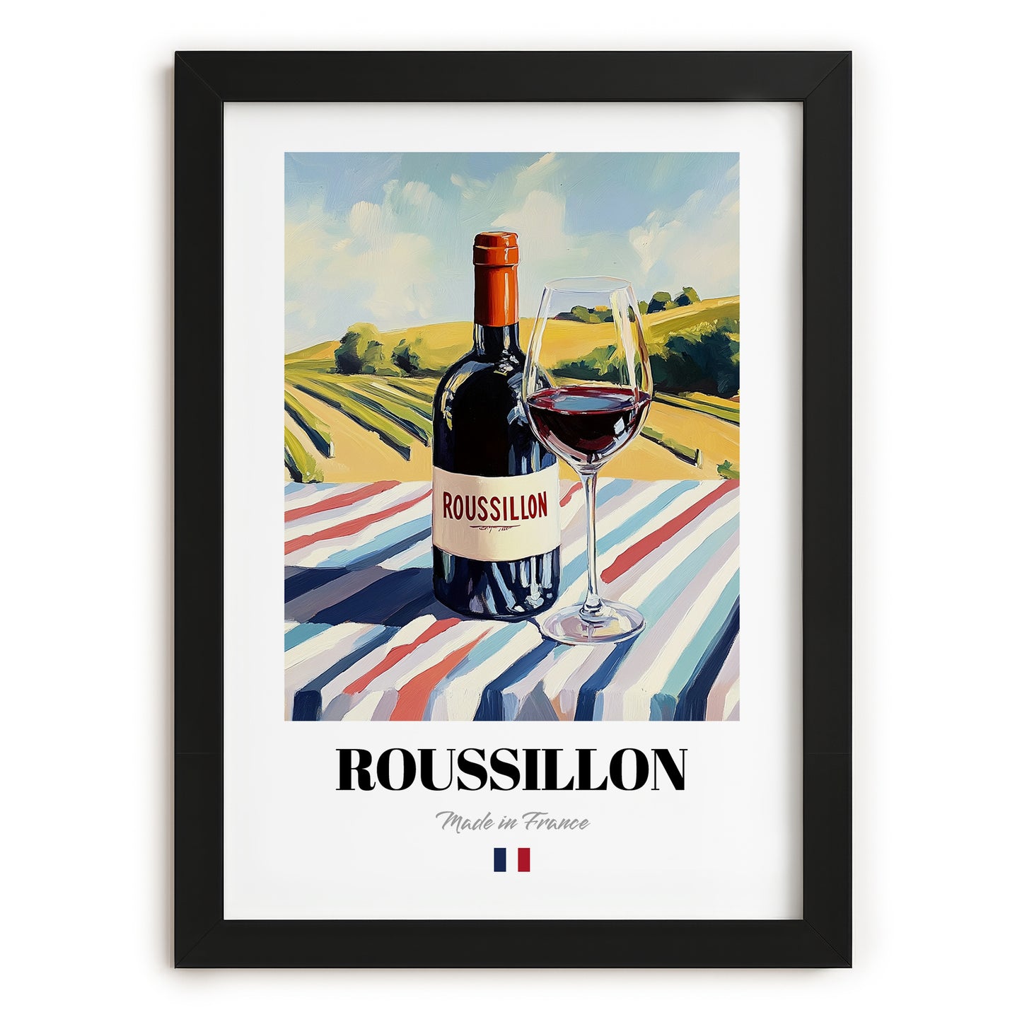 Roussillon – French Red Wine, Enoteca Wall Art, in sleek black frame