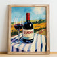 Bandol – French Red Wine, Wine Bar Poster, no-text version framed in wood
