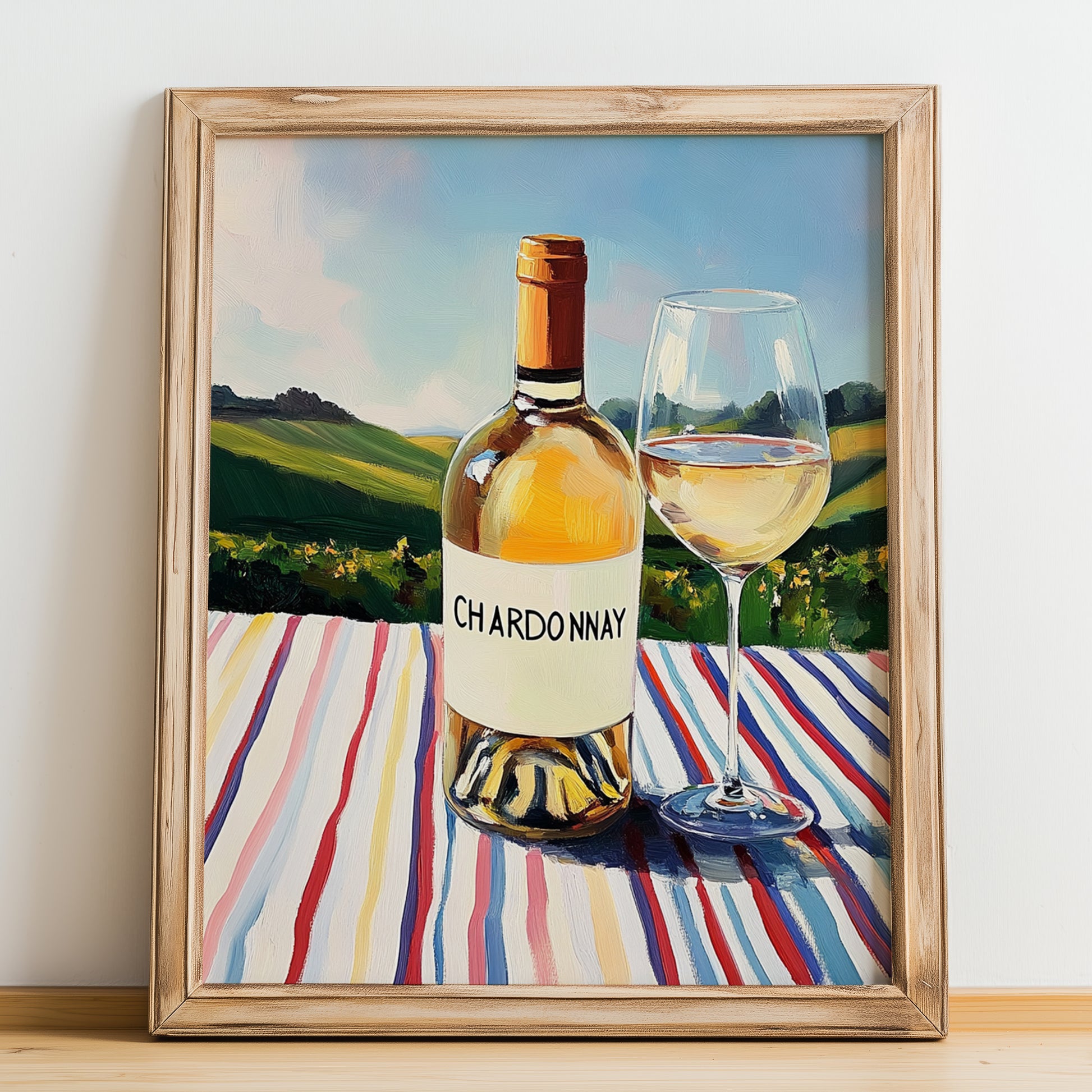 Chardonnay – French White Wine, Vinoteca Wall Art, no-text version framed in wood